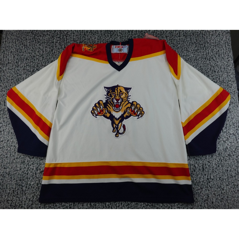 CCM Florida Panthers NHL Jersey Mens XL White Good Vintage 90s Air-Knit Maska